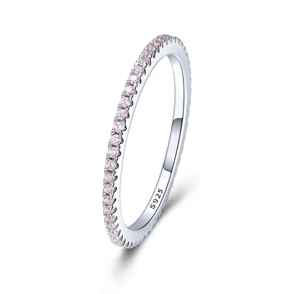 Fashion rings S925 sterling silver personality simple diamond pink lady ring