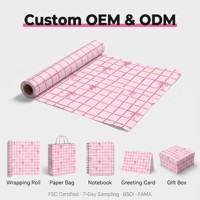 Papier cadeau rose personnalisé OEM pour Noël, rouleau de papier écologique, sacs en papier, carnets, cartes de vœux, boîtes cadeaux
