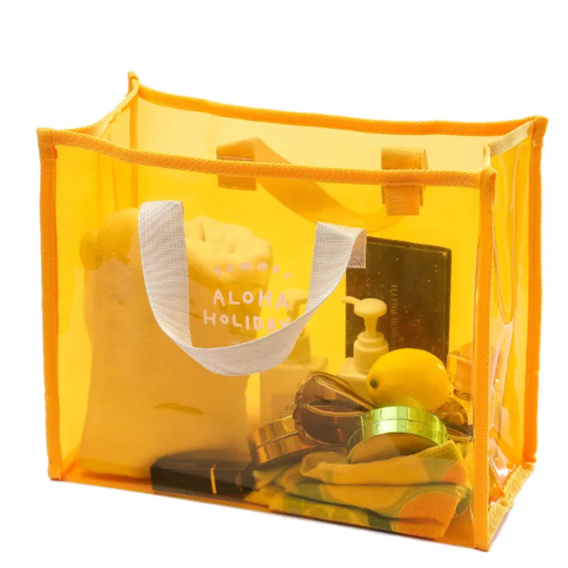 Sac de plage Transparent en PVC, d'été, épais, pochette de transport de toilette, fourre-tout à bandoulière, étanche, pour femmes, pour maquillage et couches