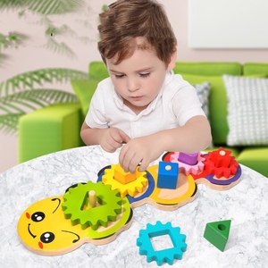 Montessori Learning Rainbow Wood Educational Multicolor Shape Sorter Stacking Block Geometric Stacker Toys for Kids Boys Girls - Product Image 3