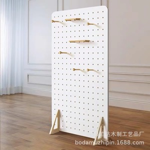 Solid Wood Screen Partition Nordic Style Pegboard Floor Standing Storage Shelf Living <b>Room</b> Entrance <b>Divider</b> Multifunctional - Product Image 2