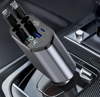Cable Cargador de Coche Retráctil 4 en 1 Tipo-C, Adaptador de Carga Rápida de 35W con Protección PD, OTP, OVP y OCP, Superventas