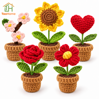 Pot Bunga Matahari Rajut Tangan Grosir, Dekorasi Meja Bunga Rajut Positif, Hadiah, Pot Bunga Mini Custom, Dekorasi Rumah Kantor, OEM