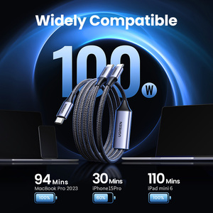Ugreen 100W 2 Trong 1 USB C Để USB C Pd Nhanh Chóng Sạc Cho iPhone 15 Pro Galaxy S24 Máy Tính Xách Tay 5A USB Loại C Sạc Cáp 2 Trong 1 USB - Product Image 5