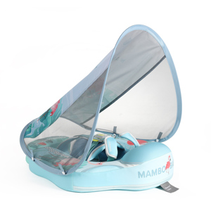 Bouée pour bébé non gonflable avec auvent solaire, motif flamant rose adorable |   Entraîneur de natation sécurisé pour bébés pour piscine et plage - Product Image 1
