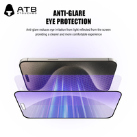 Protection d'écran en verre trempé ATB Gorilla, antichoc, mat, violet clair, anti-reflets, film en verre trempé HD pour iPhone 15