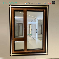 Ventanas de Aluminio con Revestimiento de Madera, Estilo Europeo, Personalizadas por Huasin, con Arco de Vidrio Doble, Certificación NFRC, Apertura Interior