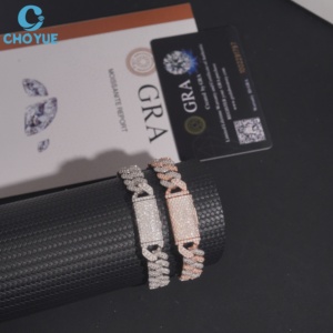 CHOYUE <b>Statement</b> <b>Necklace</b> VVS Moissanite Baguette Cut 18K Gold Plated Geometric Link Chain Luxury Unisex Party Jewelry - Product Image 2