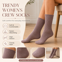 Chaussettes en laine mérinos tricotées, côtelées, classiques, en coton, avec logo personnalisé, respirantes, douces pour la peau, écologiques, pour un usage quotidien décontracté
