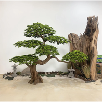 Sapin artificiel sculpté sur mesure avec lumières LED, design de racines unique, idéal pour la décoration de jardin ou de bord de piscine, plantes artificielles