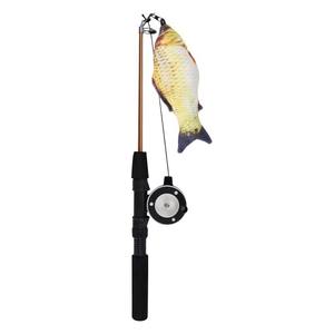 Jouet pour chat d'intérieur durable, canne à pêche télescopique avec plume et poisson en tissu, jouet pour animaux de compagnie en EVA écologique - Product Image 5