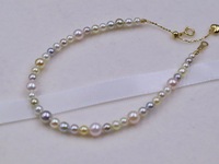 Bracelet en perles de haute joaillerie, or pur 18 carats, chaîne réglable, perles d'Akoya baroques naturelles d'eau salée du Japon, 3,5-4 mm