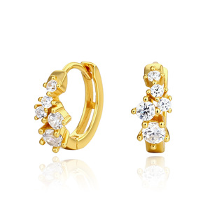 925 <b>Silver</b> Woman Fashion Earring Cluster Zircon <b>Huggie</b> <b>Hoop</b> S925 Sterling <b>Silver</b> Fine Jewelry Gift For Women Daily Party Wear - Product Image 1