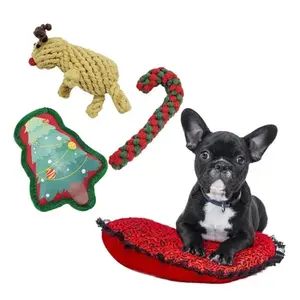크리스마스 애완 동물 장난감 세트 새로운 스타일 패션 강아지 대화 형 장난감 친환경 면 개 씹는 장난감 8 개 세트