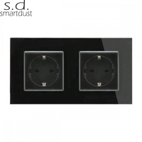 Prise murale européenne double à 4 broches Smartdust Euro 220V 16 ampères, verre trempé
