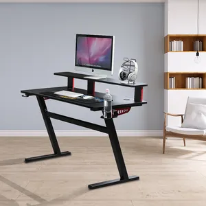Mesa de trabalho para jogos, mesa de trabalho para computador pc com camada dupla