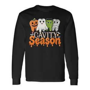T-shirt à manches longues pour hygiéniste dentaire, thème Halloween : saison des caries - Product Image 1