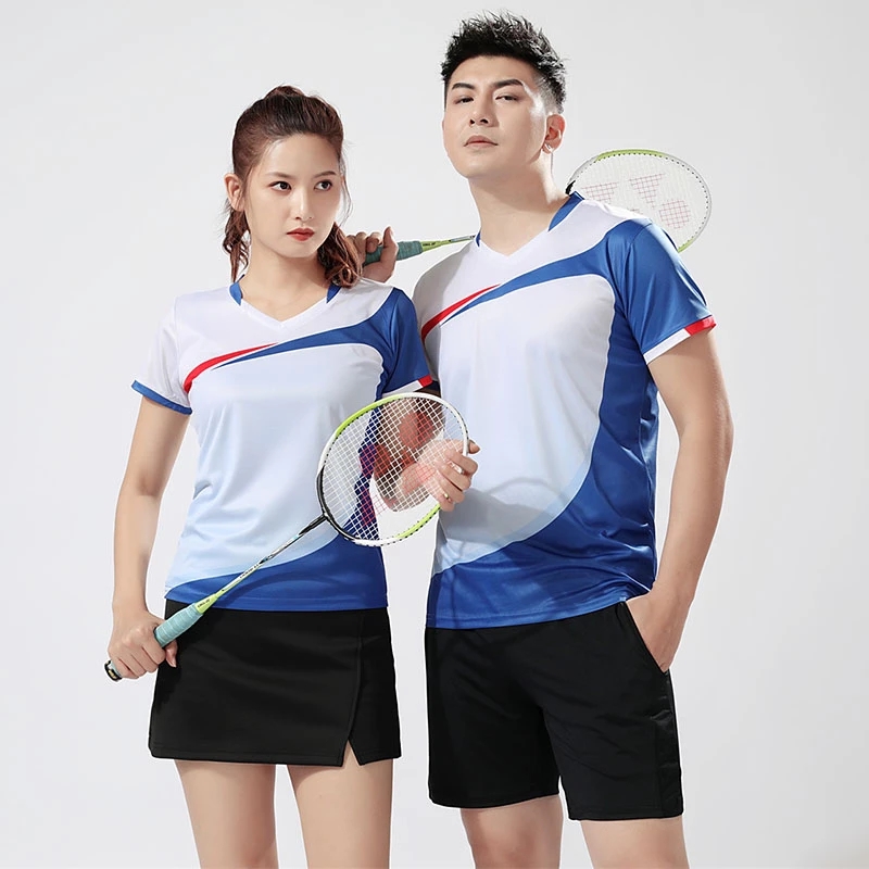 Wholesale breathable 100% polyester mesh sublimated printing tennis shirt unisex badminton clothes sport tshirts