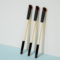 Private Label Doppelseitiger Lidschattenpinsel Synthetisches Nylonhaar Schwarze Aluminiumhülse Hohe Dichte Ohne Haarausfall für Beauty-Geschenke