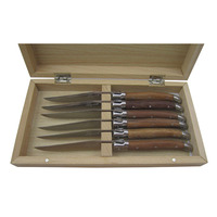 Ensemble de couteaux à Steak avec manche en bois, outil de cuisine Style Laguiole avec étui en bois