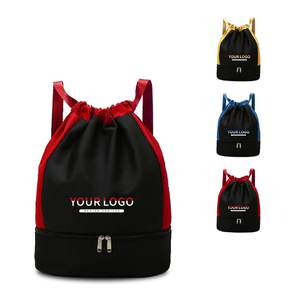 Sac à dos à cordon personnalisé avec logo, fabrication OEM ODM, vente en gros directe d'usine, étiquettes privées, compartiment à fermeture éclair en bas, poches latérales - Product Image 1