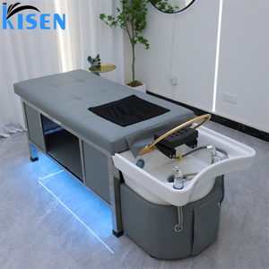 เก้าอี้นวดสระผมหนัง PU รุ่นใหม่ทันสมัยของ KISEN พร้อมเตียงนอนสปาไฟฟ้าสำหรับนวดตัวและสระผม - Product Image 2