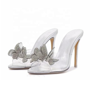 Sandales sexy à bout ouvert pour femmes, grande taille 46, chaussures habillées colorées d'été, mules à talons hauts en PVC - Product Image 2