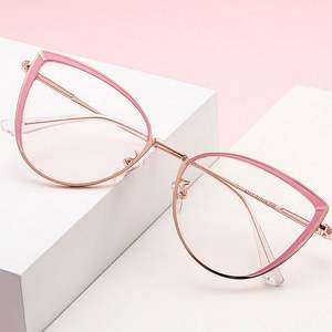 Gafas de Computadora con Protección Anti Luz Azul, de Acero Inoxidable, Montura Metálica Estilo Ojo de Gato para Mujer - Product Image 1