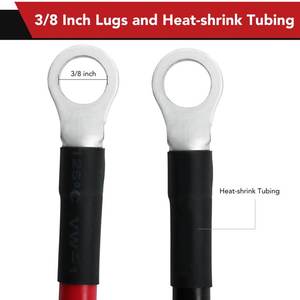 6 AWG 电池电缆 电源线束 逆变器电缆 3/8 英寸环形端子 适用于摩托车、汽车、船舶、太阳能、ATV - Product Image 5