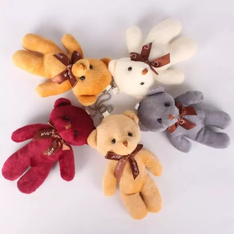 Boneka beruang kecil 6 warna, mainan bentuk boneka rantai kunci, hadiah dekorasi pesta pernikahan