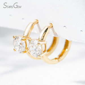 Pendientes de Aro de Diamantes Cultivados en Laboratorio, Chapados en Rodio, Oro Sólido de 18K, Joyería Fina Unisex de Lujo StarsGem, 1.07ct DEF VS, Corte Brillante, Modernos - Product Image 2