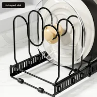 Étagère de rangement pour casseroles à un seul niveau, en fil métallique, réglable, non pliable, avec support pour couvercles, design moderne