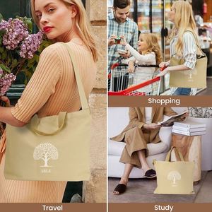 Custom Eco-friendly <b>Tree</b> Print Canvas Tote <b>Bag</b> with Adjustable Shoulder Strap Multi-color Reusable Daily Use Gift Shopping <b>Bag</b> - Product Image 5