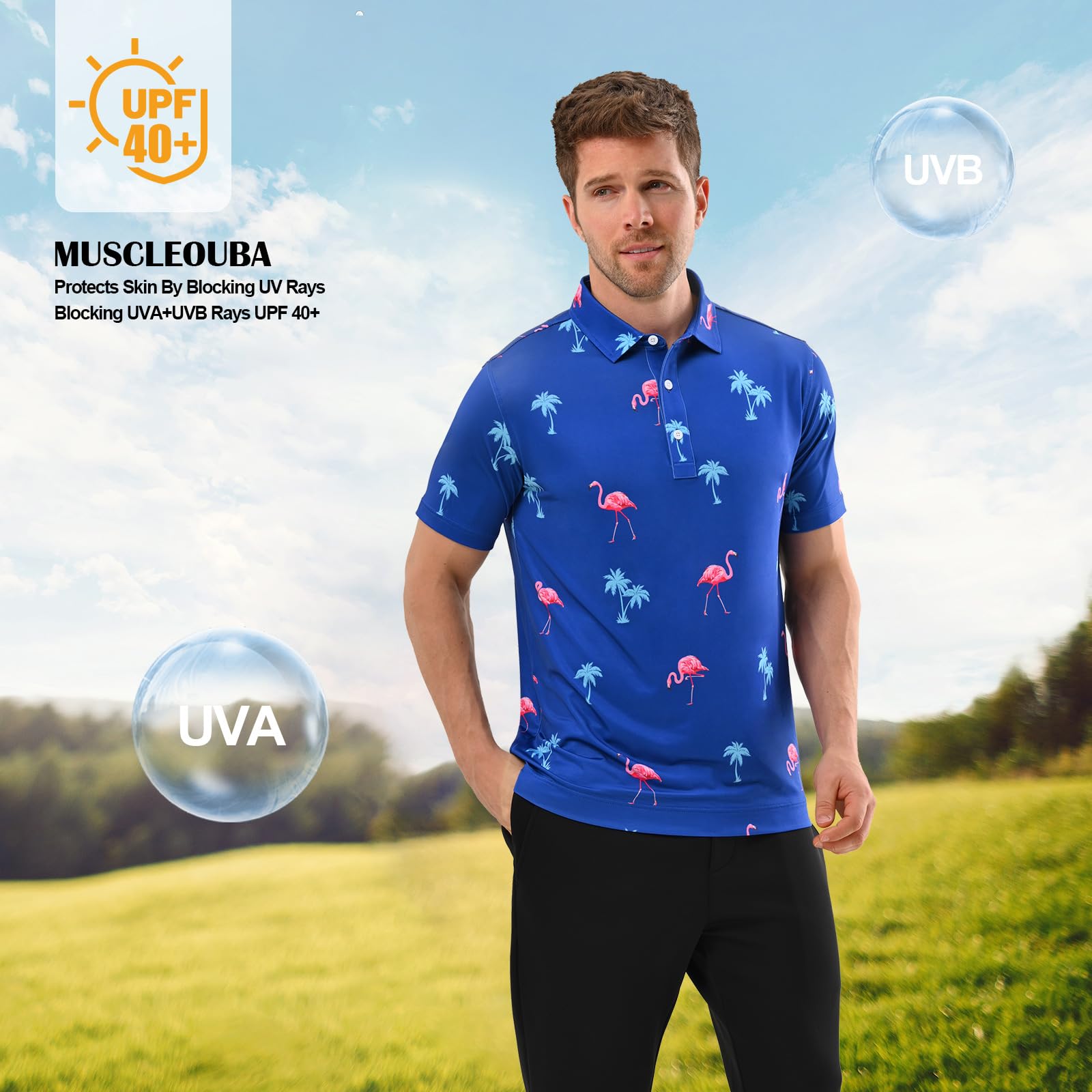 Muscleouba Polo Brand Golf Shirts MUSCLEOUBA Mens Golf Shirt