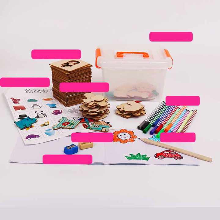 Kids Wooden Graffiti Templates Painting Art Tools Set for Children's Creativity Kindergarten Sketching Drawing Children Learning