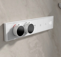 2025 nouveau Design en laiton massif dissimulé Horizontal LED affichage numérique vanne de dérivation vanne de mélangeur de douche avec verre trempé