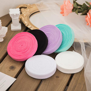 Largeur <span class=keywords><strong>15</strong></span> <span class=keywords><strong>mm</strong></span> noir blanc coloré rose violet chinlon <span class=keywords><strong>plat</strong></span> bord élastique enveloppant bande de passepoil ruban extensible pour sous-vêtements soutien-gorge - Product Image 2