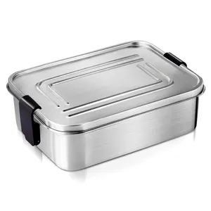 Hete Verkoop 49 Oz Roestvrijstalen Lunchbox Met Vergrendelingsclips Snackdoos Voedselcontainer Bento Lunchbox Roestvrij