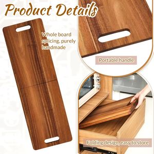 Tabla de cortar de madera de acacia maciza de 24x12 pulgadas, bandeja plegable para servir, para uso doméstico en la cocina - Product Image 4