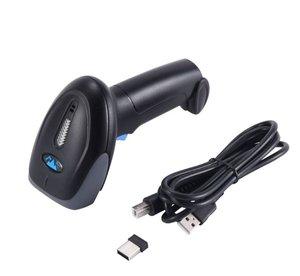 Lecteur de codes-barres USB noir, pistolet scanner portable pour inventaire de détail et étiquettes d'expédition avec câble - Product Image 1