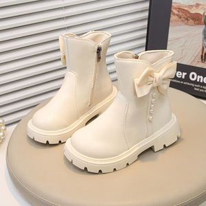 Stivaletti <span class=keywords><strong>Invernali</strong></span> con Zip per Bambine, Nuova Moda Principessa con Fiocco, Bianco e Nero, Comodi e Antiscivolo, Vendita all'Ingrosso - Product Image 5