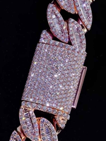 Cadena de eslabones cubanos de moissanita de 18 mm de gran venta, corte baguette helado VVS, pasa la prueba del diamante, incluye bolsa, chapado en oro de 14k y 10k