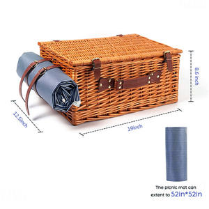 Cesta <span class=keywords><strong>De</strong></span> Mimbre blanca para pícnic, carrito <span class=keywords><strong>De</strong></span> cocina, Bolsa <span class=keywords><strong>De</strong></span> Vino Y Manta negra, Mejor Mesa, Cestas - Product Image 4