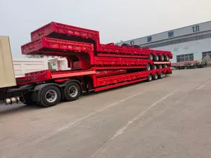 Cheap 5 Axles 80 Ton Lowbed Trailer Low Loader Semi Trailer To Transport Heavy Duty Equipment Low Bed Semi Trailer