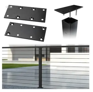 TAKA-poste de barandilla de Cable personalizado, poste cuadrado redondo de aluminio y Metal negro, montaje en superficie, Cable de vidrio para escalera