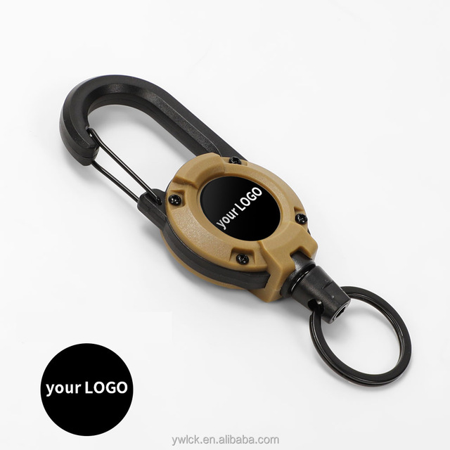 Retractable Stretchable Heavy Duty High Quality PVC Waterproof Portable Small Carabiner Keychain Badge Reel Hiking Outdoor