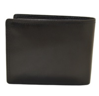 Dompet kulit pria lipat tiga pemblokir RFID, celana pendek ramping dengan Logo terbuka, tempat kartu kredit, kantong koin kanvas, tempat kartu ID