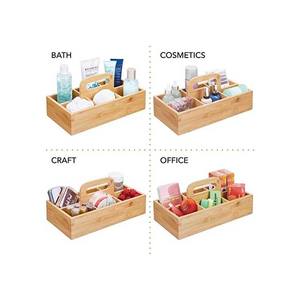 Organisateur en bambou portable à 6 compartiments avec poignée, design compact, idéal pour les petits espaces, parfait pour le rangement dans la cuisine, le bureau ou la salle de bain - Product Image 3