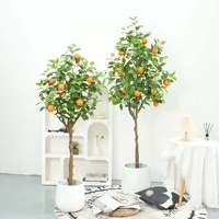 High-End Luxe Indoor Sinaasappelboom Kunstgroen Plastic Ingemaakte Fruit Nep Kumquat Voor Halloween Kerst Woonkamer