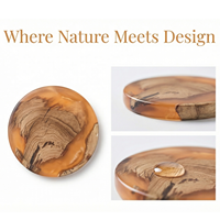 Sous-verre en résine et bois de burl orange, unique, fait main, pour la décoration de maison et de bureau de luxe